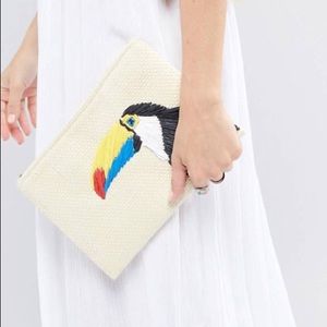 ASOS Embroidered Straw Clutch Bag